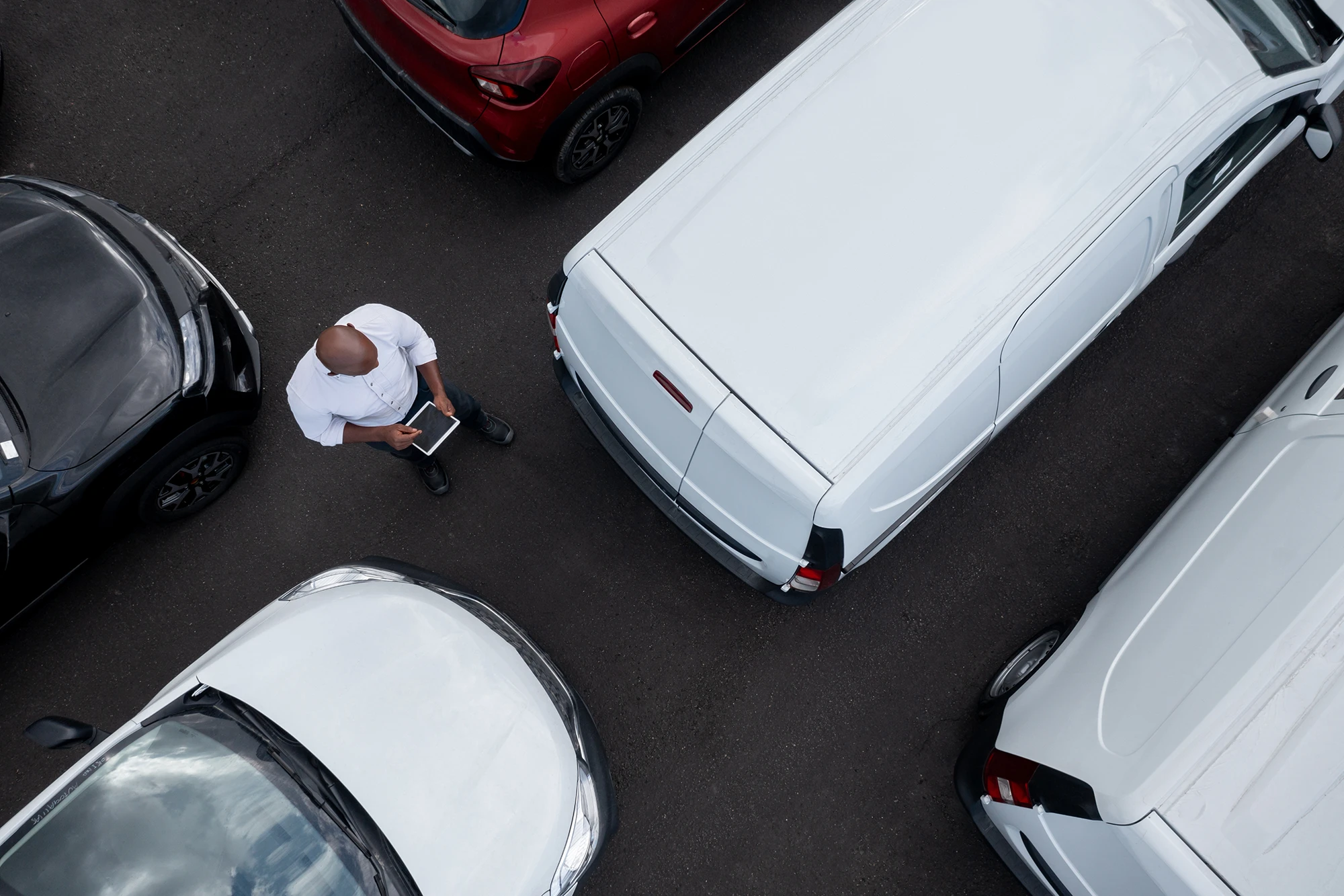 Worker reviewing fleet